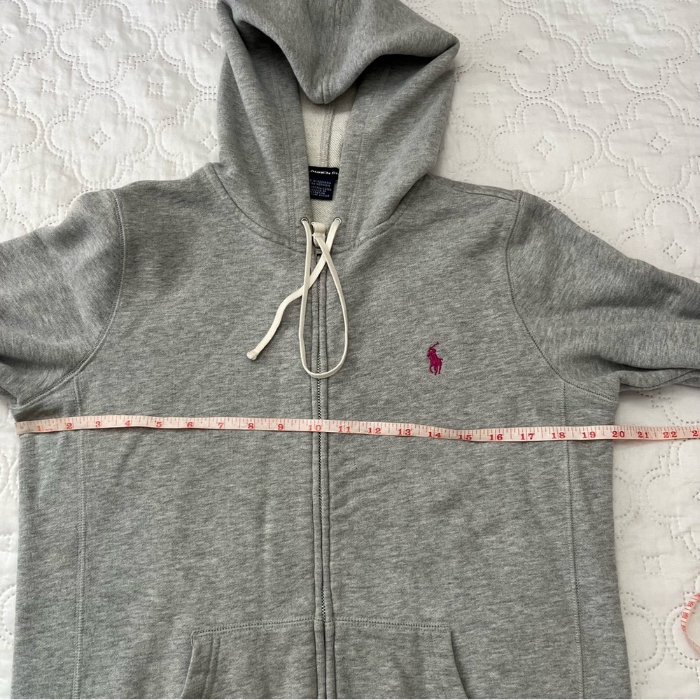 Ralph Lauren Sport Vintage Full Zip Hoodie Gray Pink Pony Cotton Women’s M - Picture 6 of 15